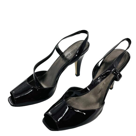 CIRCA JOAN & DAVID Wine Patent Leather Sandals Slingback Stiletto Heels 9.5 - Picture 3 of 12